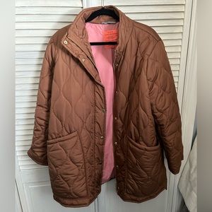 J Crew New quilted cocoon puffer coat in burnt orange/brown size 2x